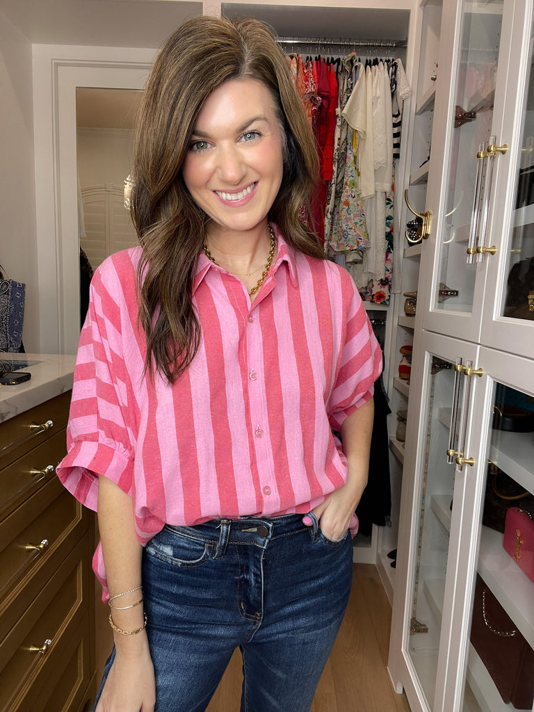 Good Mood Striped Button Down