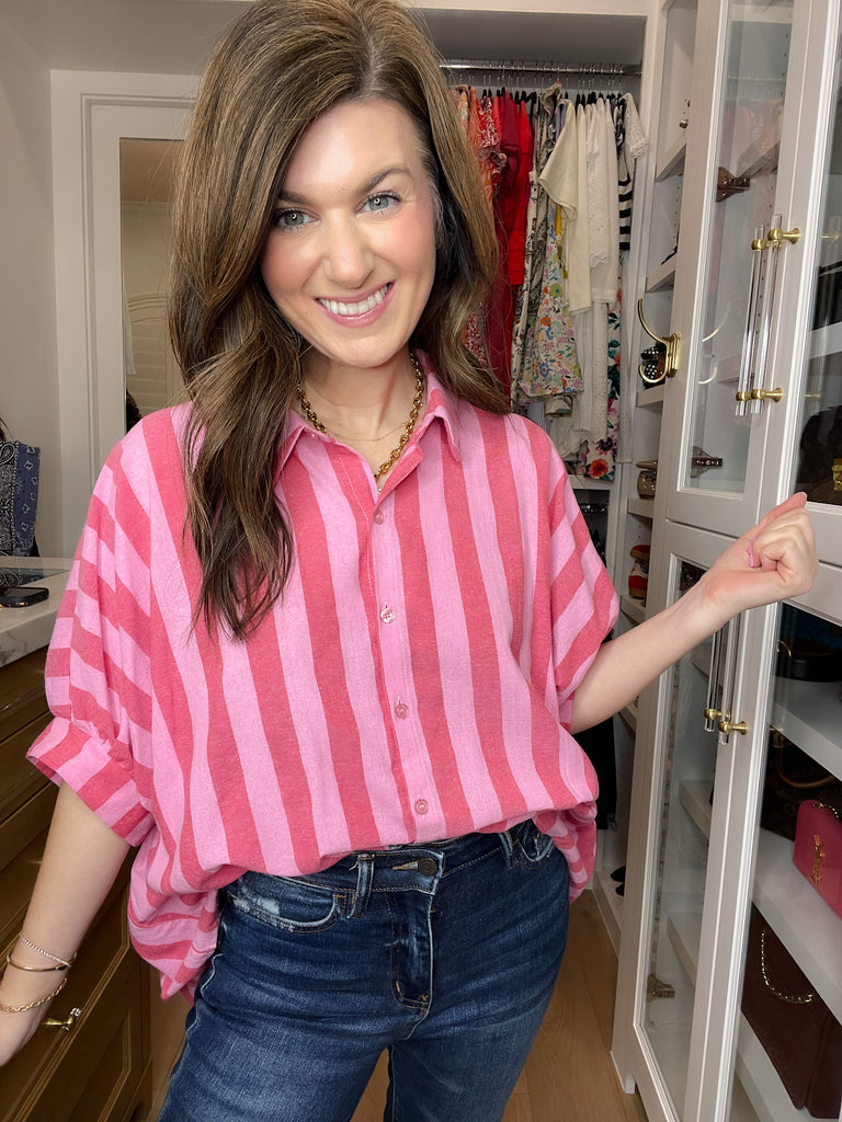 Good Mood Striped Button Down