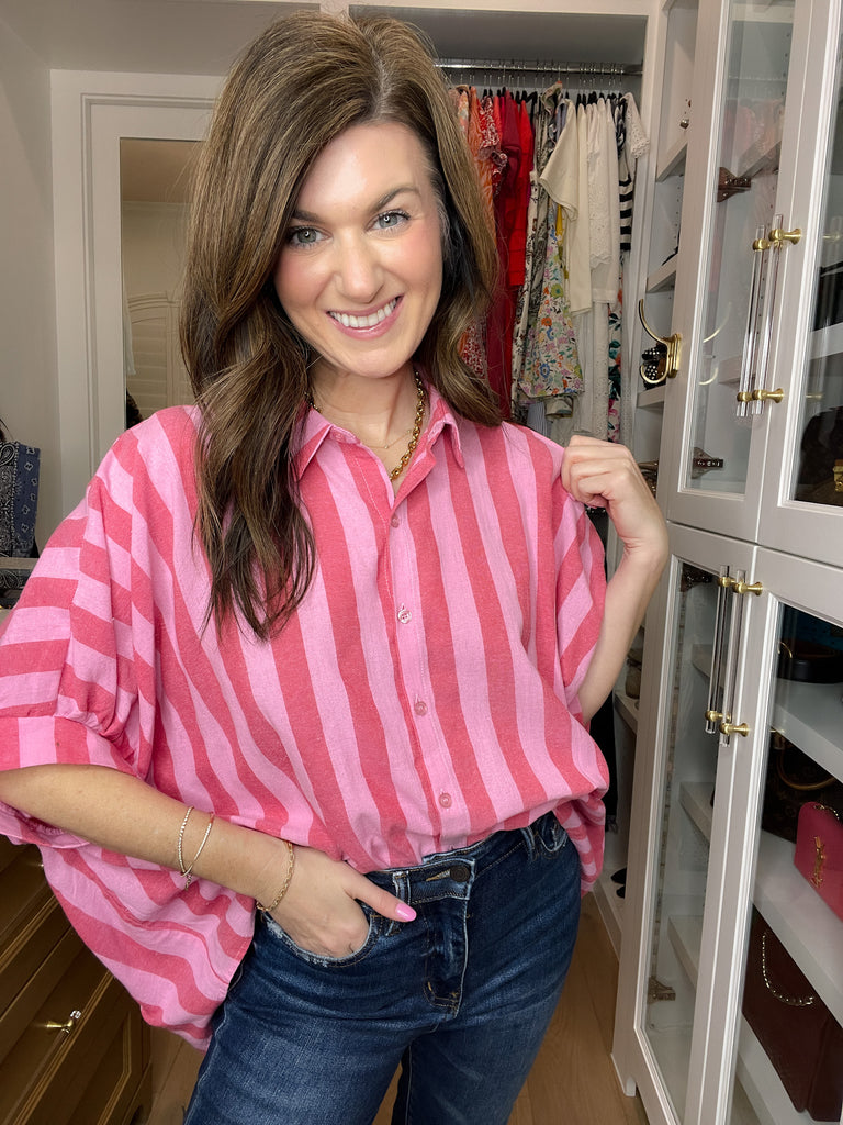 Good Mood Striped Button Down