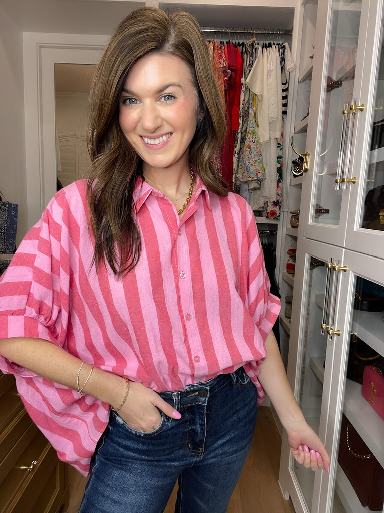 Good Mood Striped Button Down