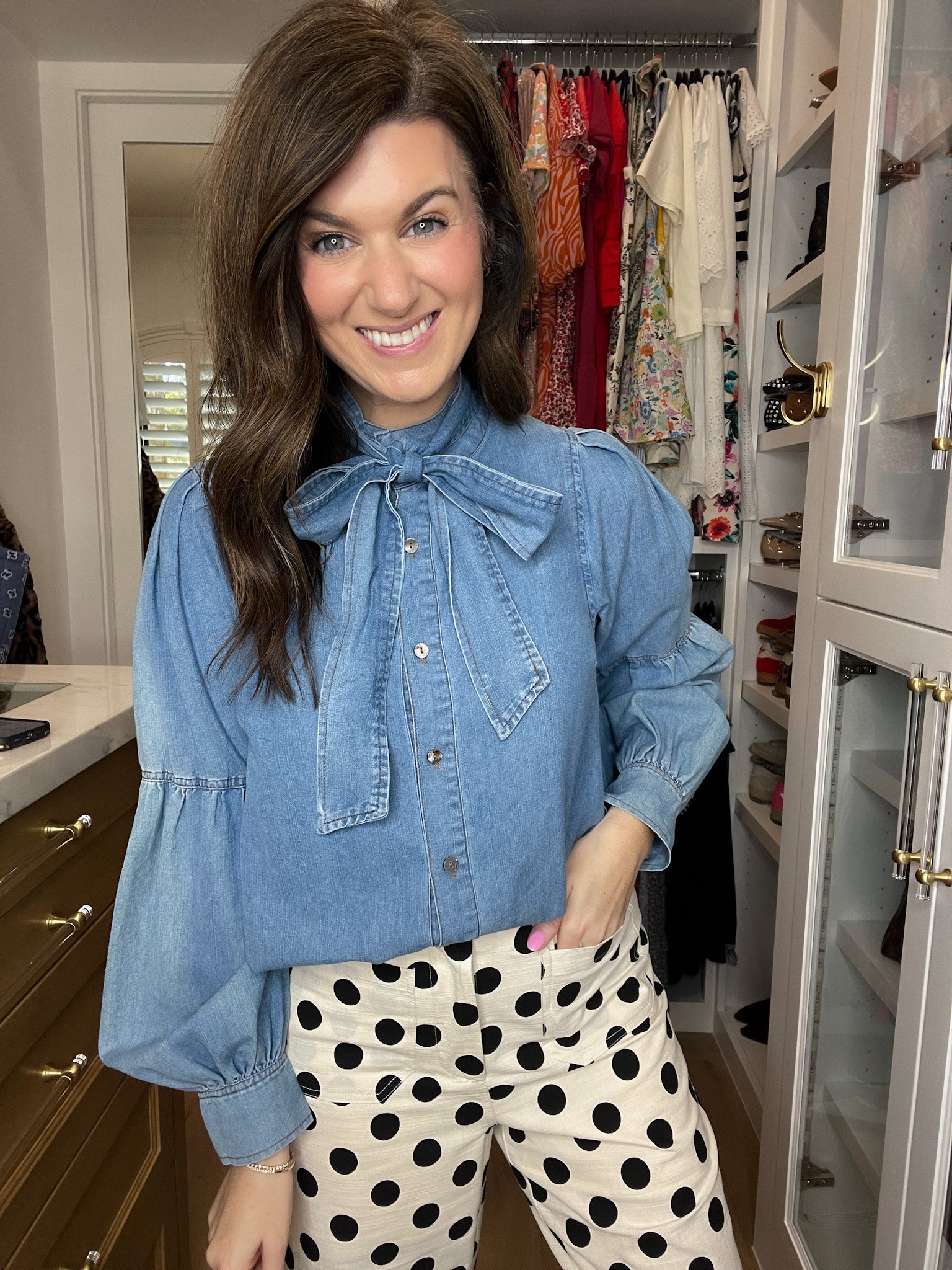 Sweet Intentions Denim Tie Front Top