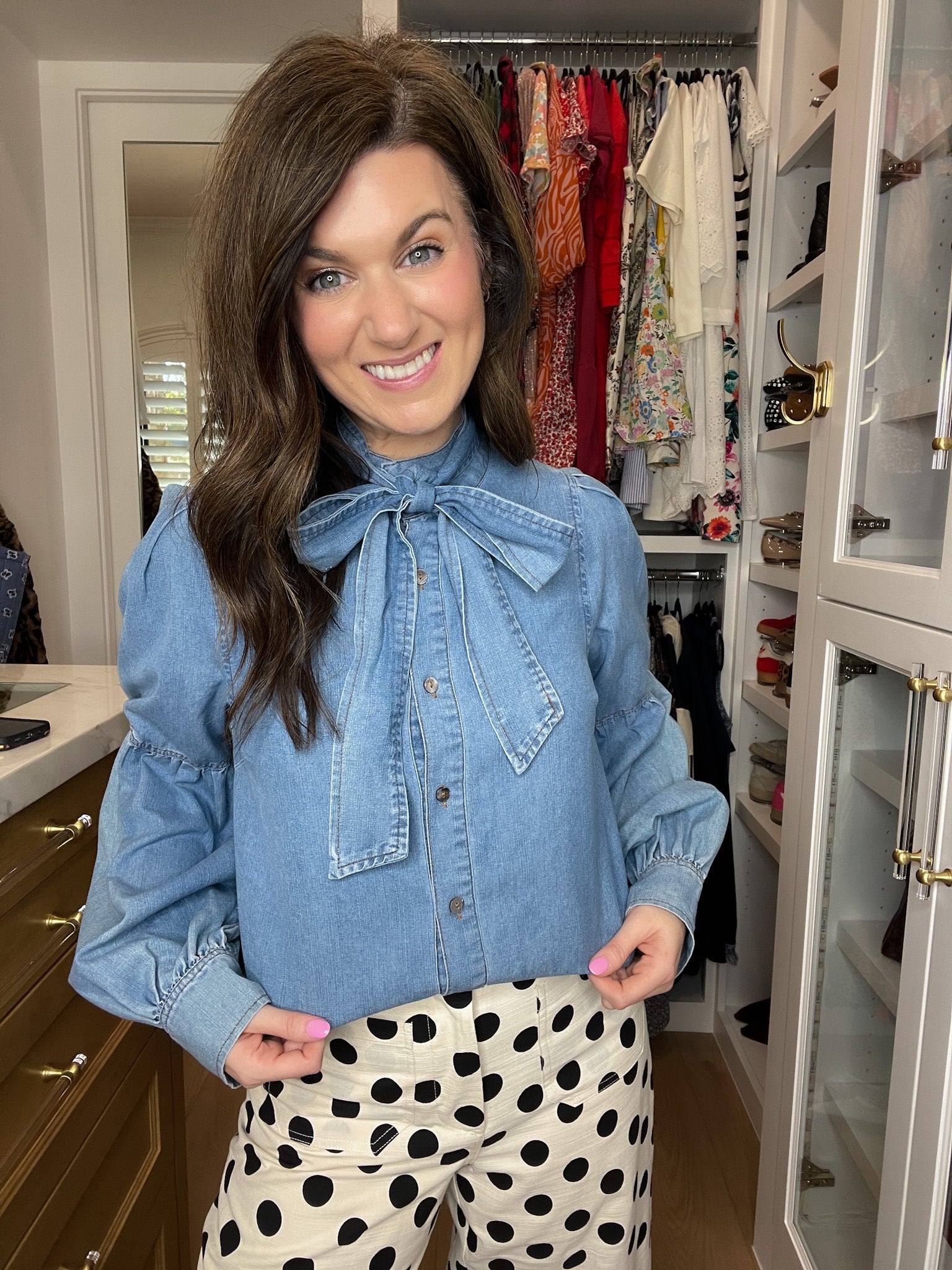 Sweet Intentions Denim Tie Front Top