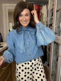 Sweet Intentions Denim Tie Front Top
