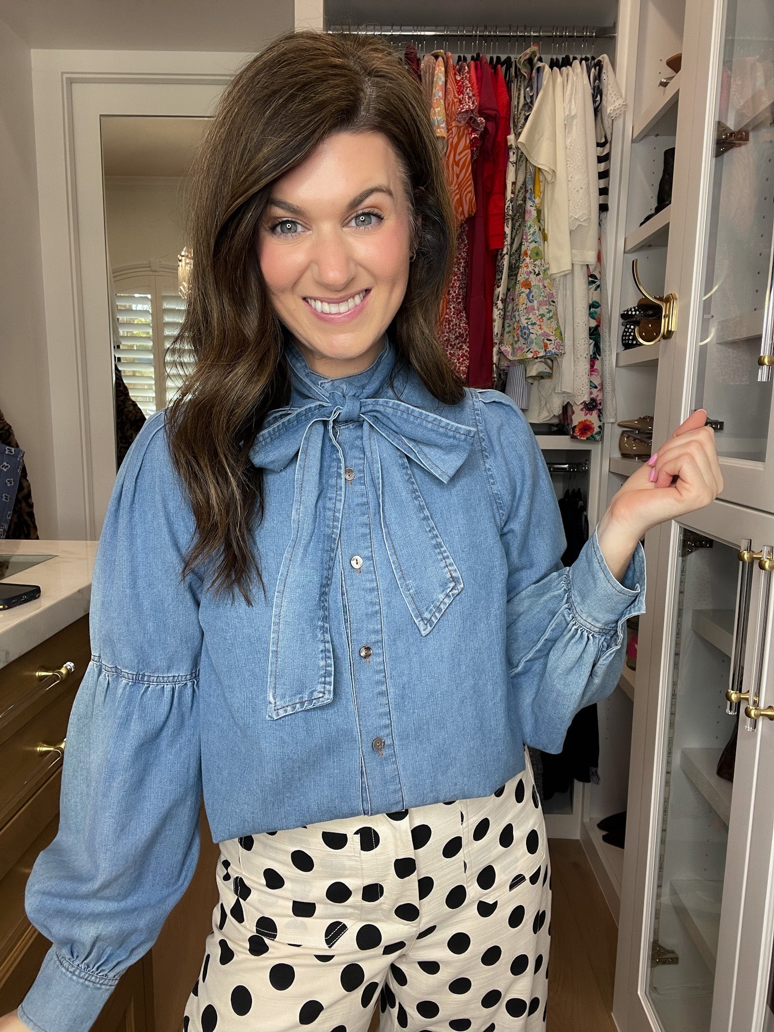 Sweet Intentions Denim Tie Front Top