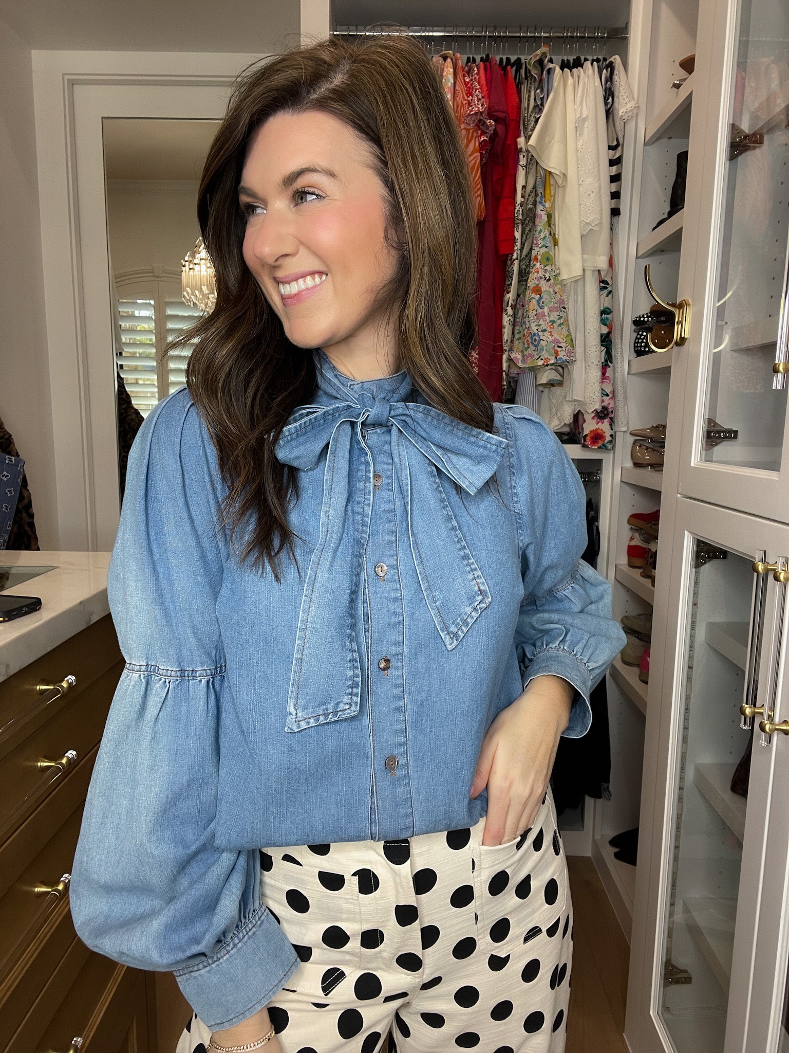 Sweet Intentions Denim Tie Front Top