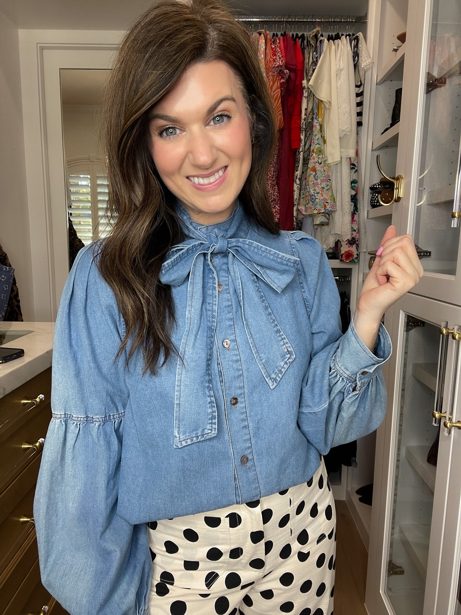 Sweet Intentions Denim Tie Front Top