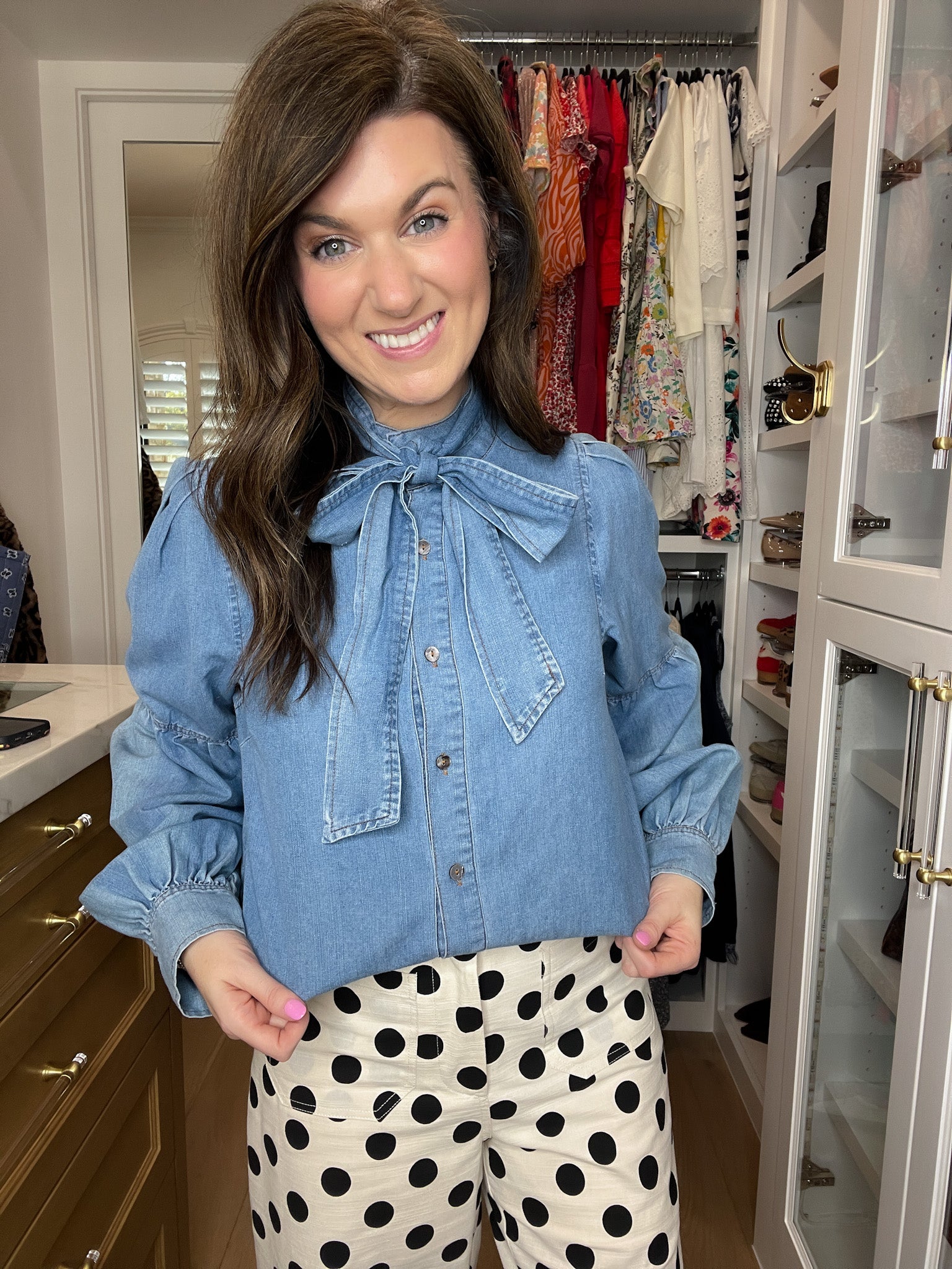Sweet Intentions Denim Tie Front Top