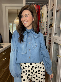 Sweet Intentions Denim Tie Front Top