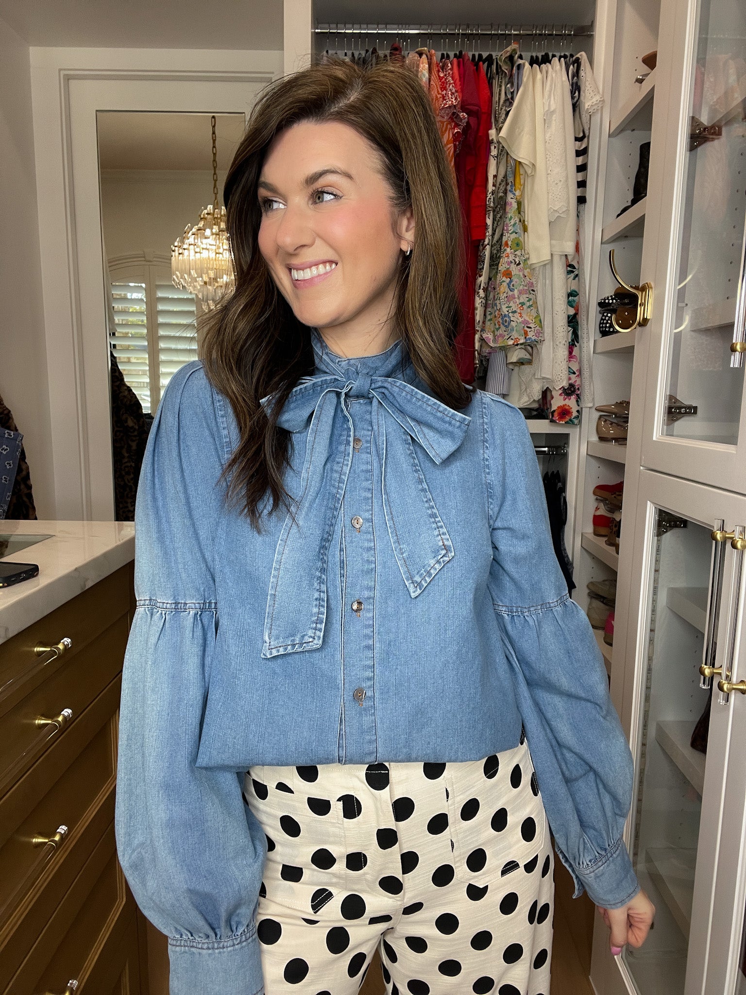Sweet Intentions Denim Tie Front Top