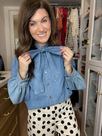 Sweet Intentions Denim Tie Front Top