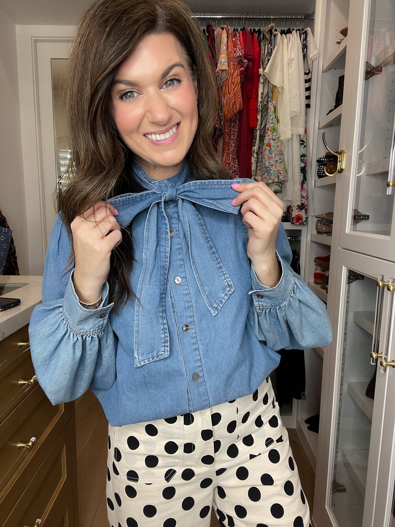 Sweet Intentions Denim Tie Front Top