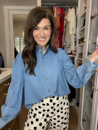Sweet Intentions Denim Tie Front Top