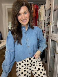 Sweet Intentions Denim Tie Front Top