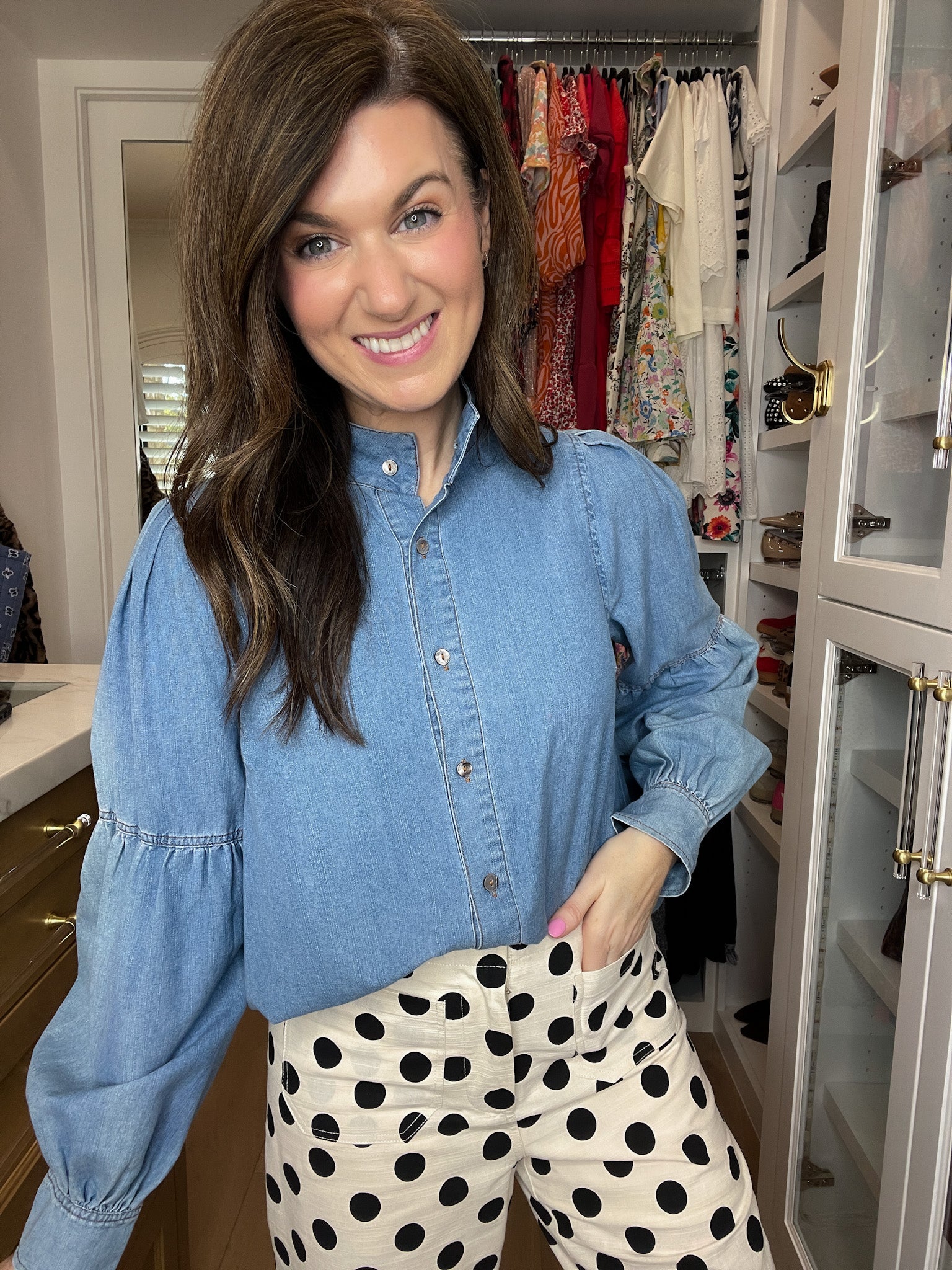 Sweet Intentions Denim Tie Front Top