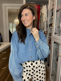 Sweet Intentions Denim Tie Front Top