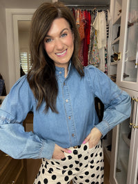 Sweet Intentions Denim Tie Front Top