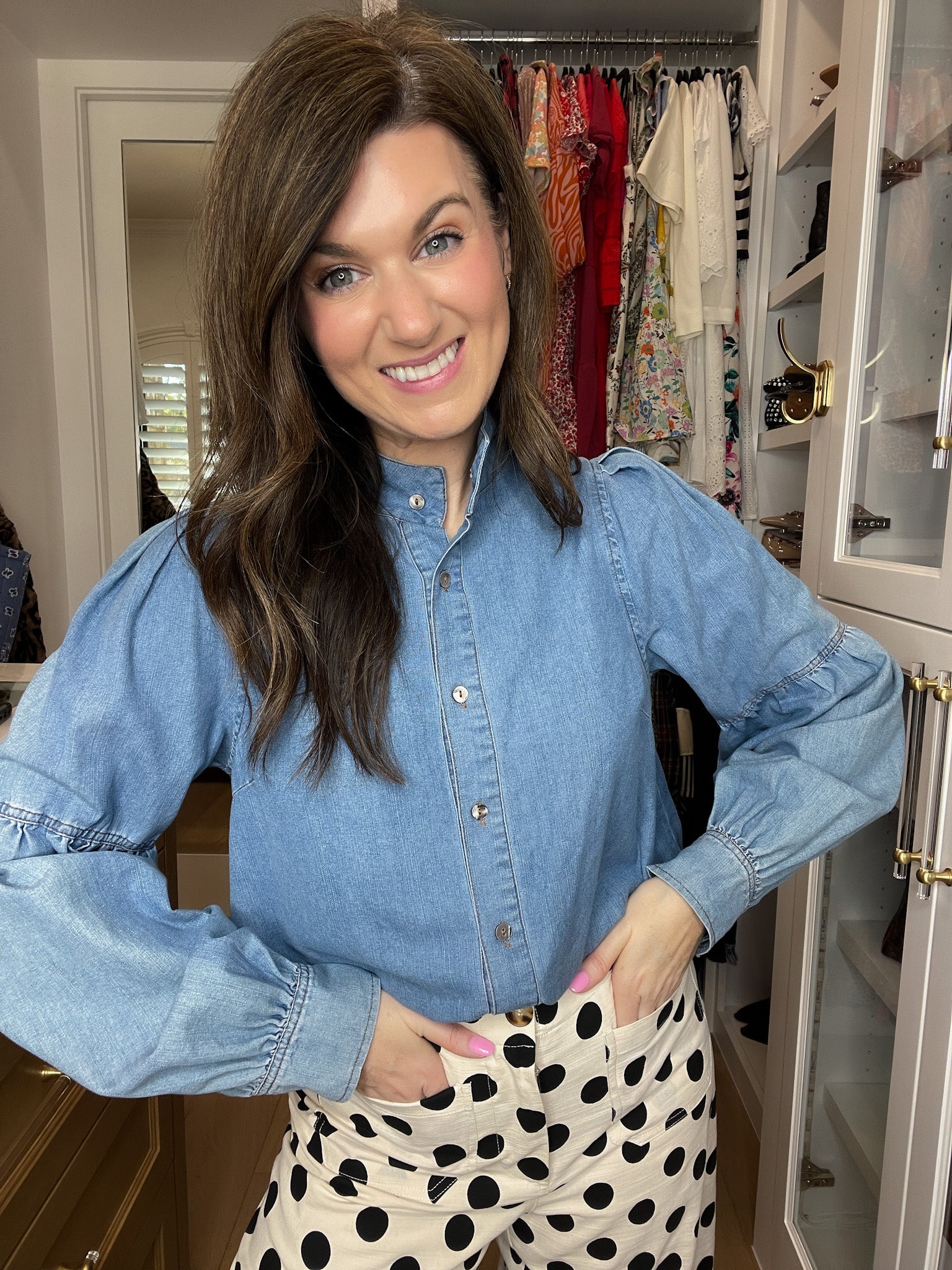 Sweet Intentions Denim Tie Front Top