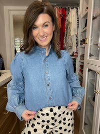 Sweet Intentions Denim Tie Front Top