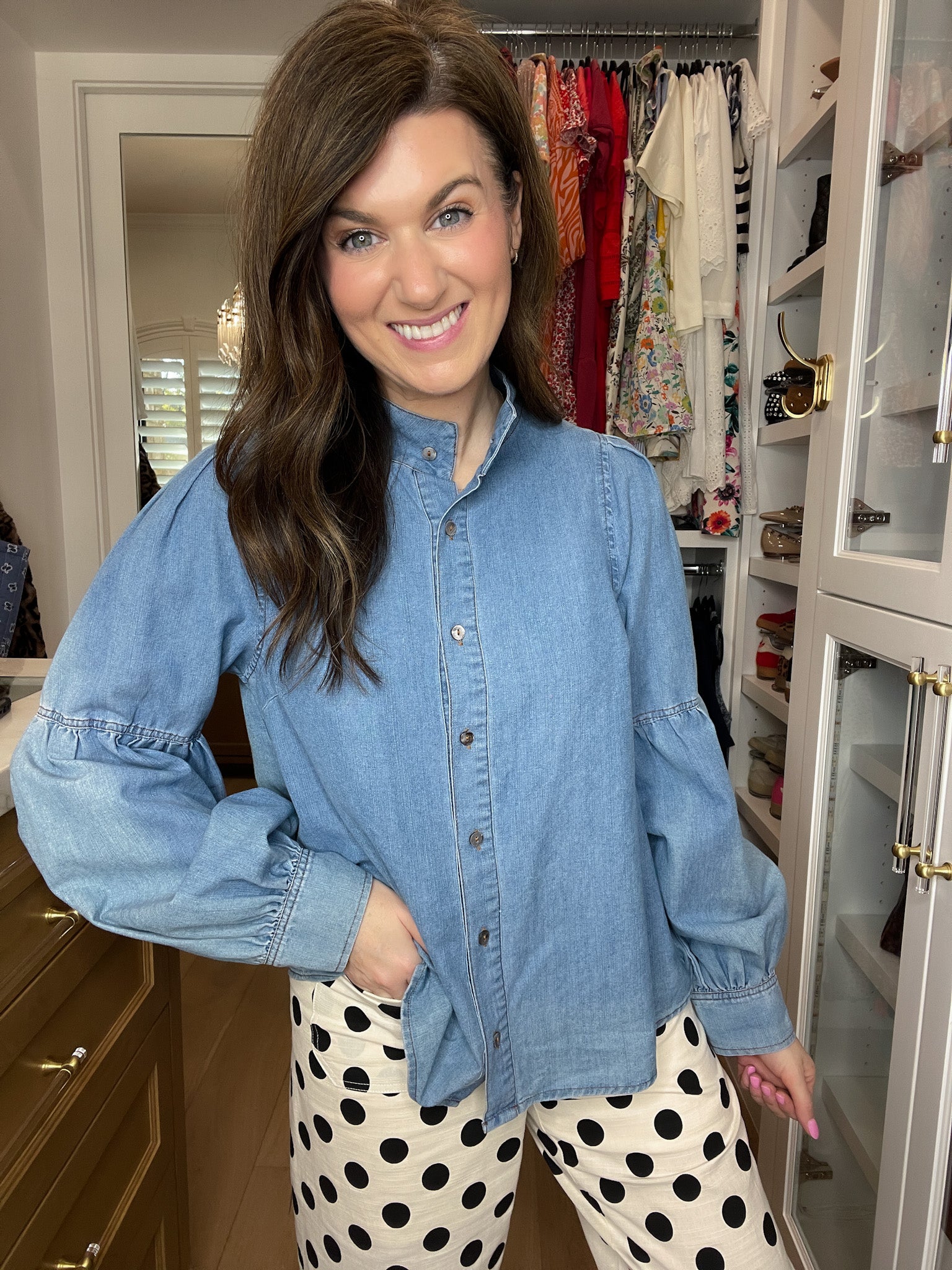Sweet Intentions Denim Tie Front Top