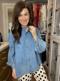 Sweet Intentions Denim Tie Front Top