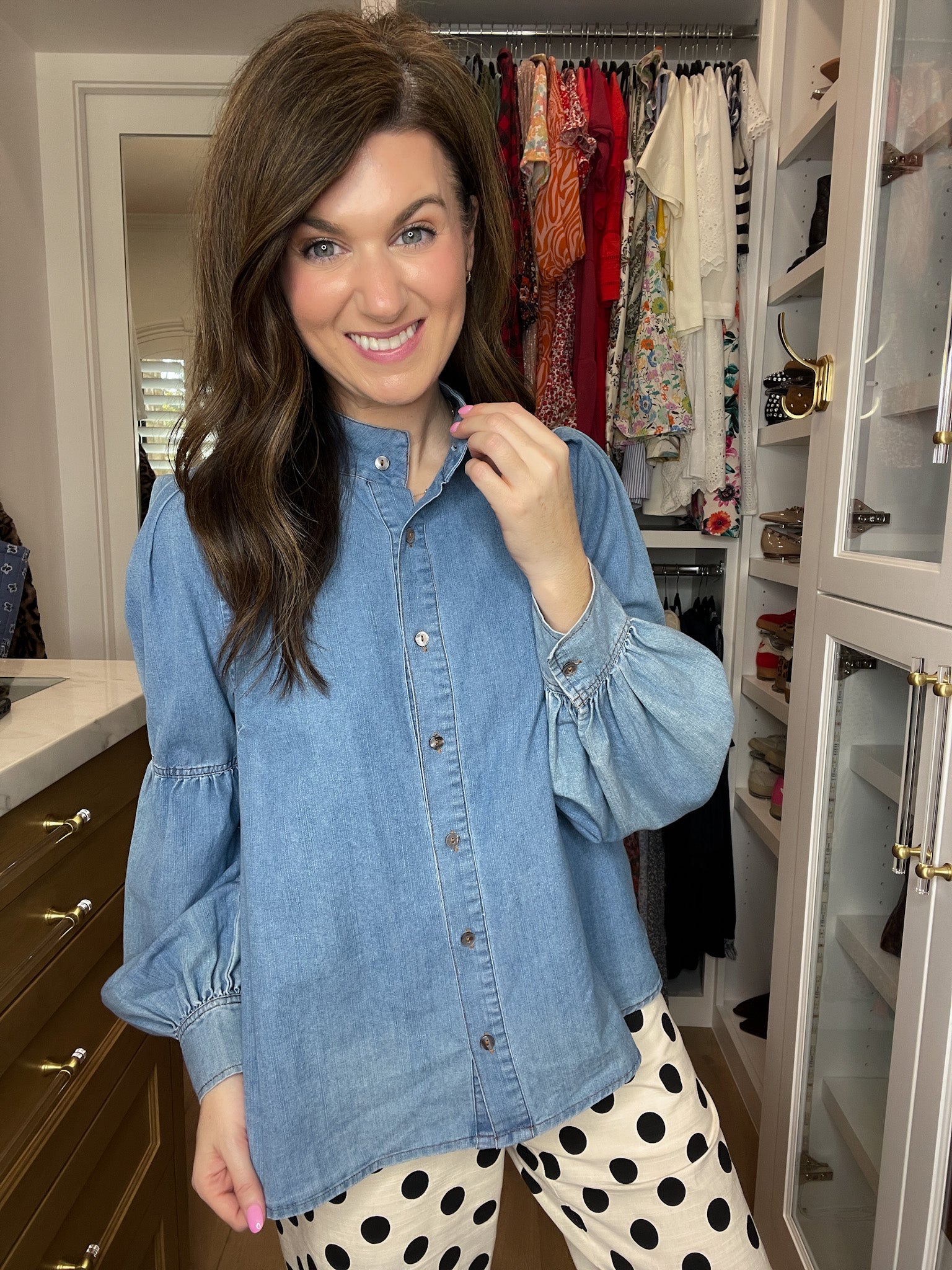 Sweet Intentions Denim Tie Front Top