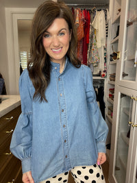 Sweet Intentions Denim Tie Front Top