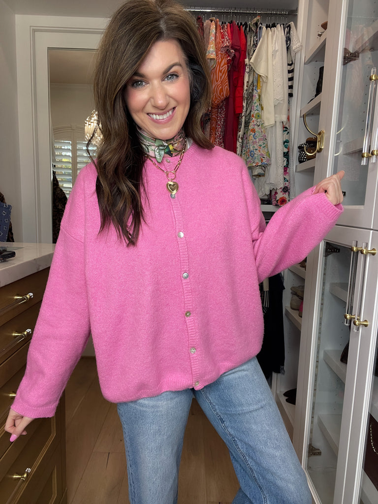 Layer It On Cardigan in Pink