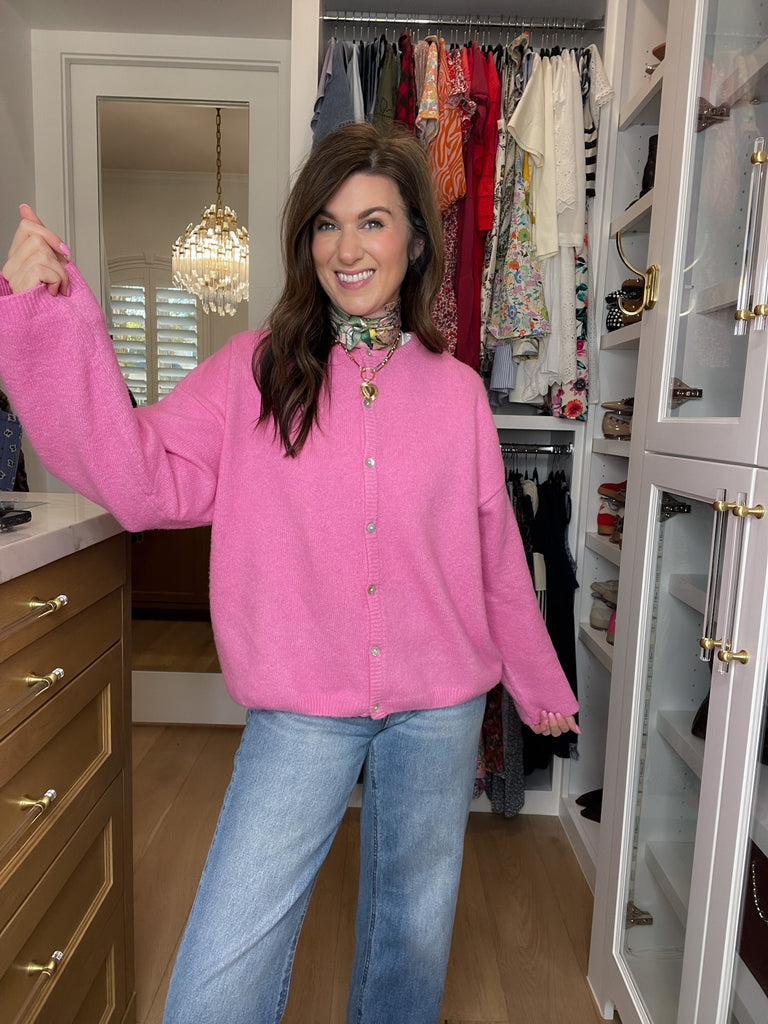 Layer It On Cardigan in Pink