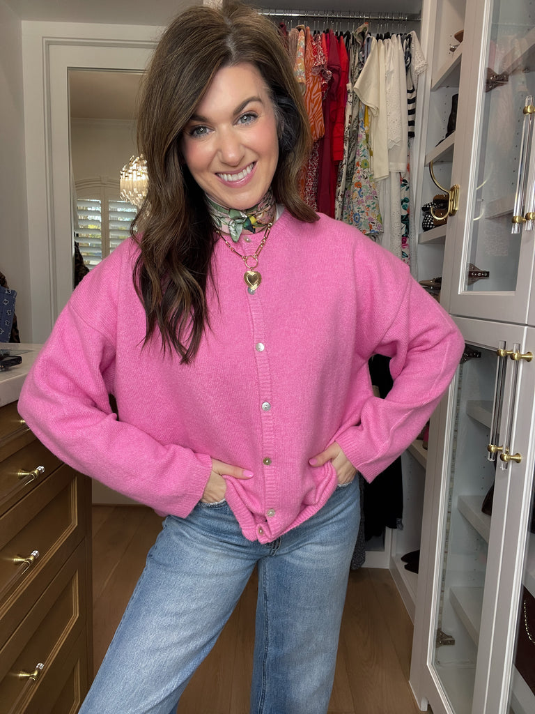 Layer It On Cardigan in Pink
