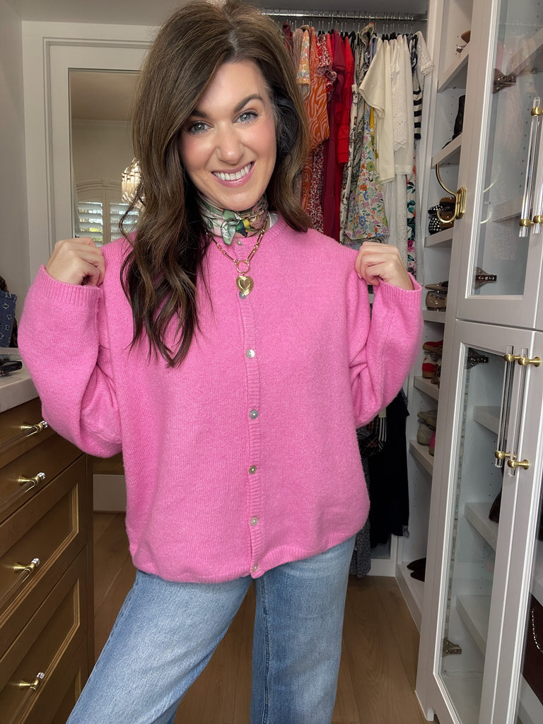 Layer It On Cardigan in Pink