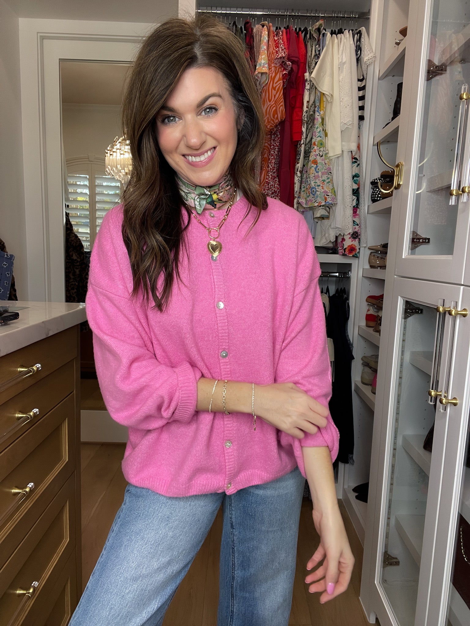 Layer It On Cardigan in Pink