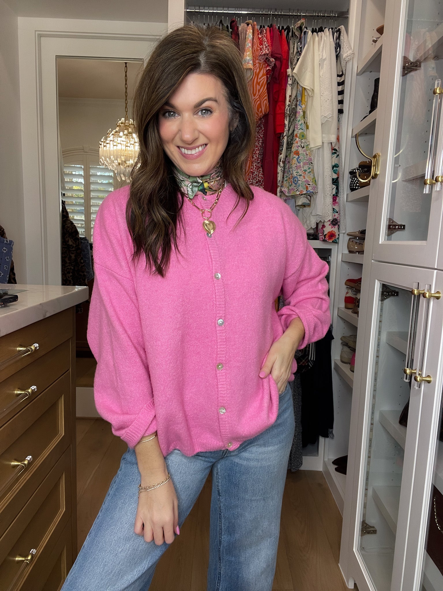 Layer It On Cardigan in Pink