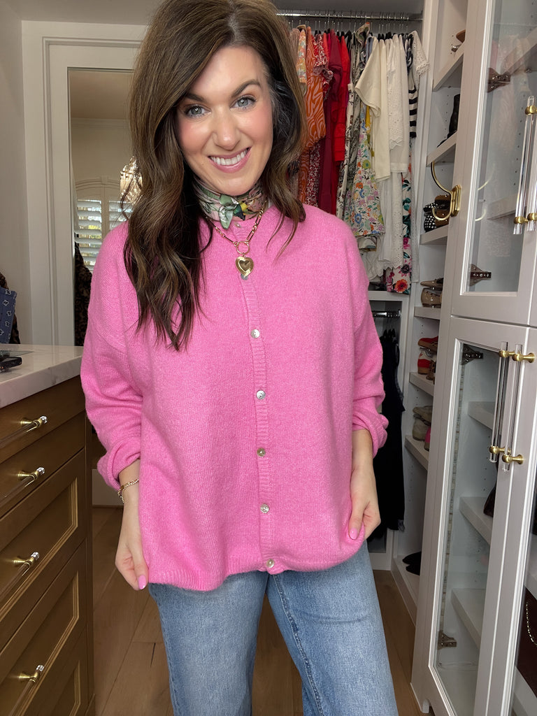 Layer It On Cardigan in Pink