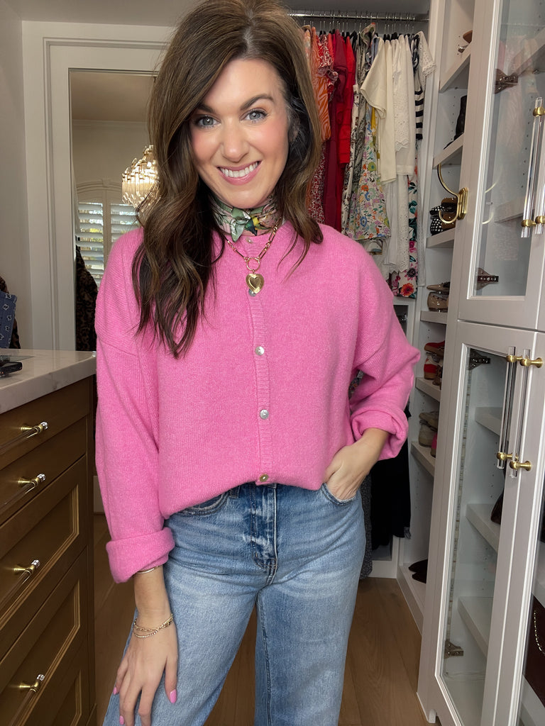 Layer It On Cardigan in Pink