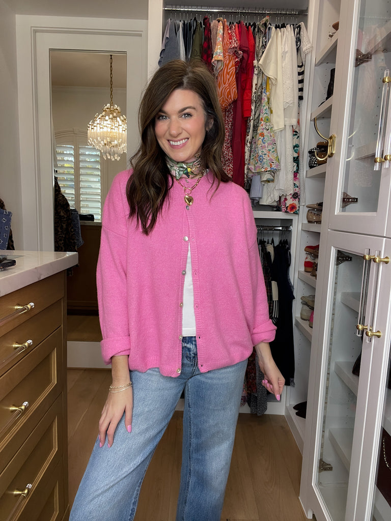 Layer It On Cardigan in Pink