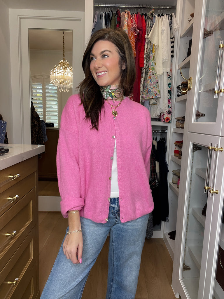 Layer It On Cardigan in Pink