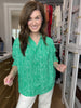 Play It Chic Polka Dot Button Down in Kelly Green