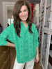 Play It Chic Polka Dot Button Down in Kelly Green