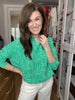 Play It Chic Polka Dot Button Down in Kelly Green