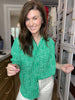 Play It Chic Polka Dot Button Down in Kelly Green