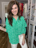 Play It Chic Polka Dot Button Down in Kelly Green