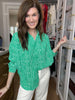 Play It Chic Polka Dot Button Down in Kelly Green
