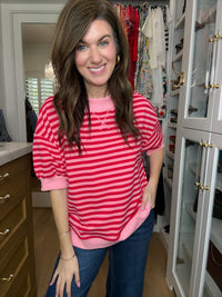 Sunshine and Stripes Puff Sleeve Top