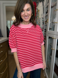 Sunshine and Stripes Puff Sleeve Top