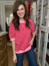 Sunshine and Stripes Puff Sleeve Top