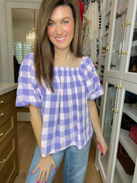 Sweet Blossom Gingham Puff Sleeve Top