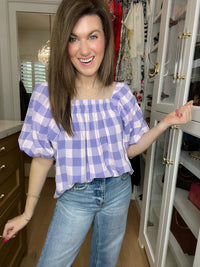 Sweet Blossom Gingham Puff Sleeve Top