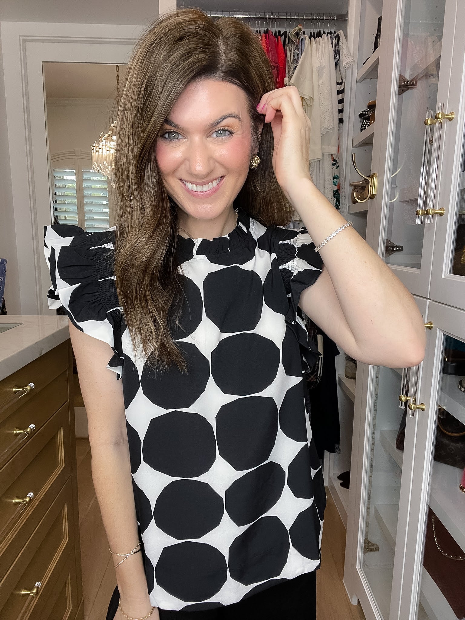 Park Avenue Polka Dot Top in Black