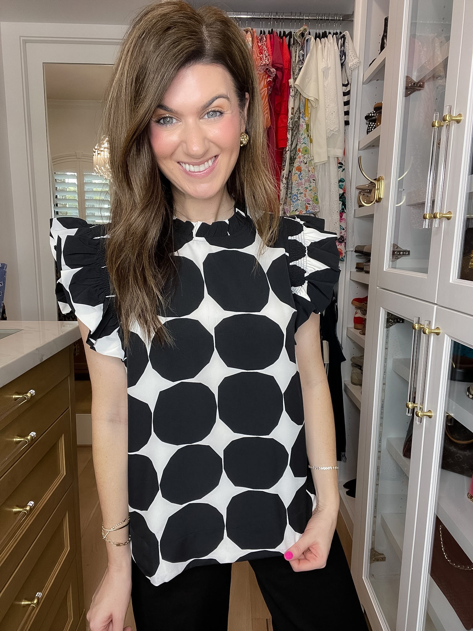 Park Avenue Polka Dot Top in Black