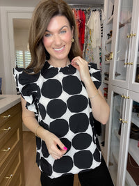Park Avenue Polka Dot Top in Black